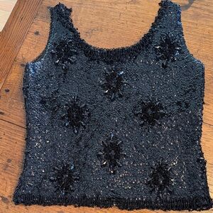 Vintage Black Sequin Women's Top